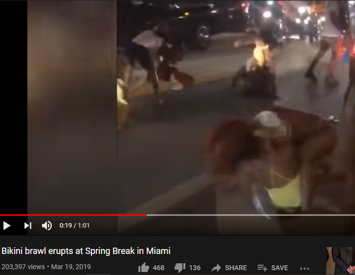 Spring break bikini brawl, Miami, 19 Mar 2021